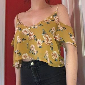 Floral off the shoulder cropped blouse
